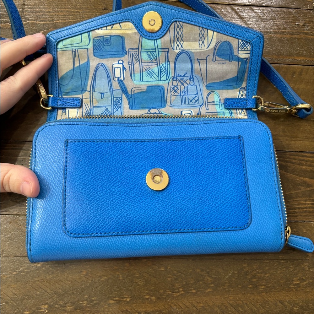 Vera Bradley Vibrant Blue Leather Crossbody Bag - Picture 6 of 11